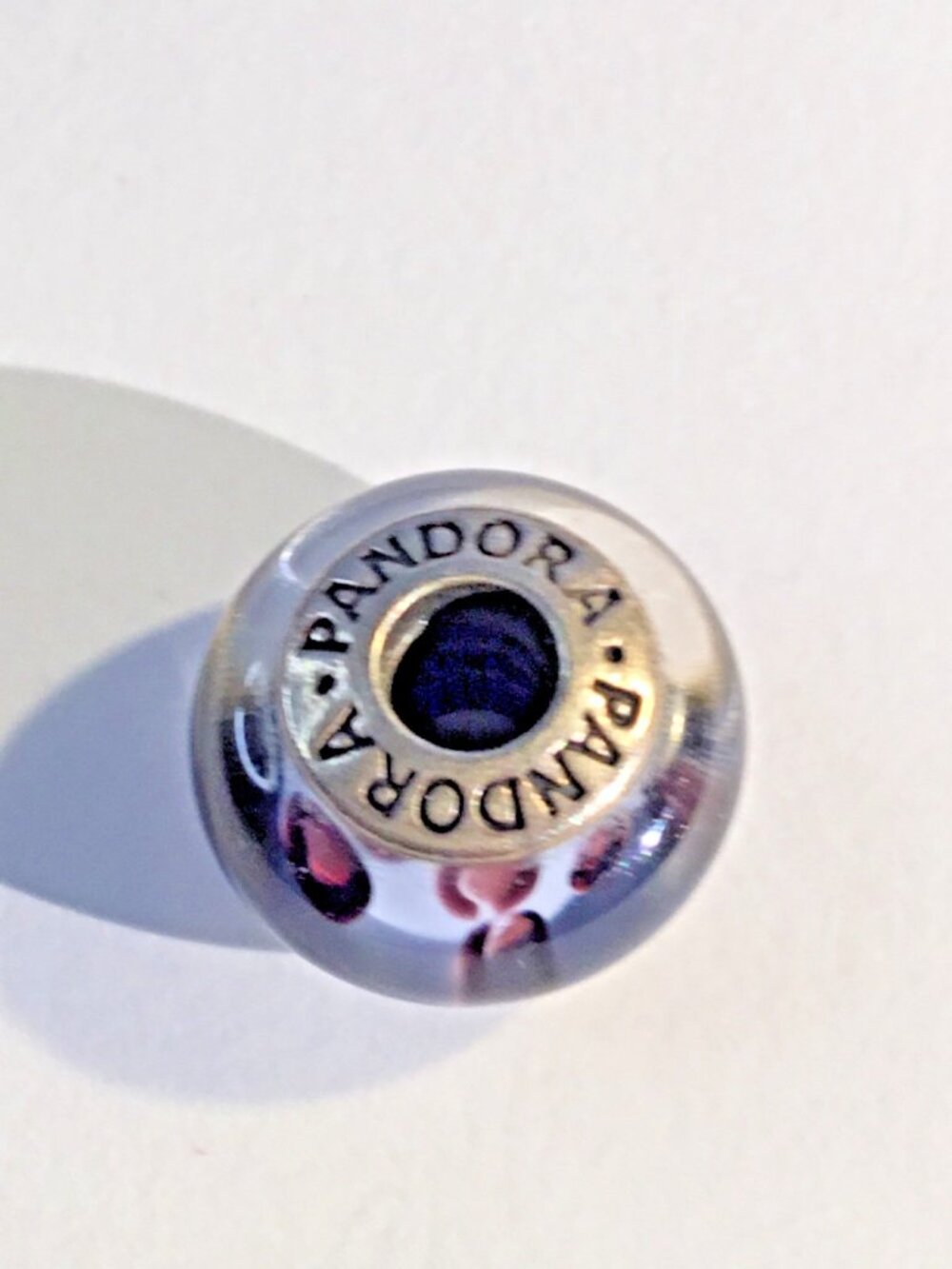 Genuine Pandora Silver Animal Print Murano Glass Charm 790938 Rare & Retired - Picture 2 of 5